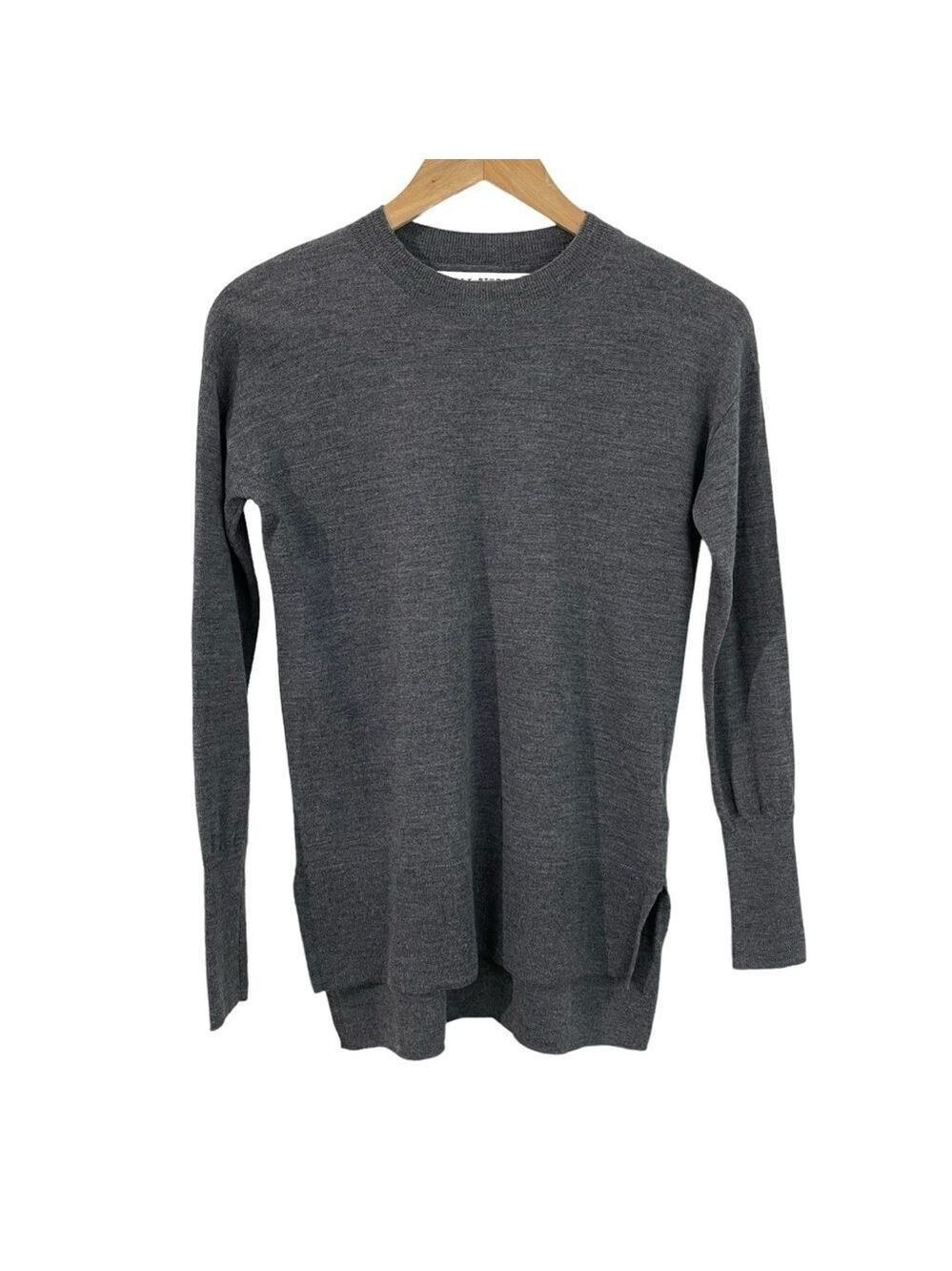 Max Studio 100% Merino Wool Crewneck Sweater Sz XS Medium Grey Capsule Timeless